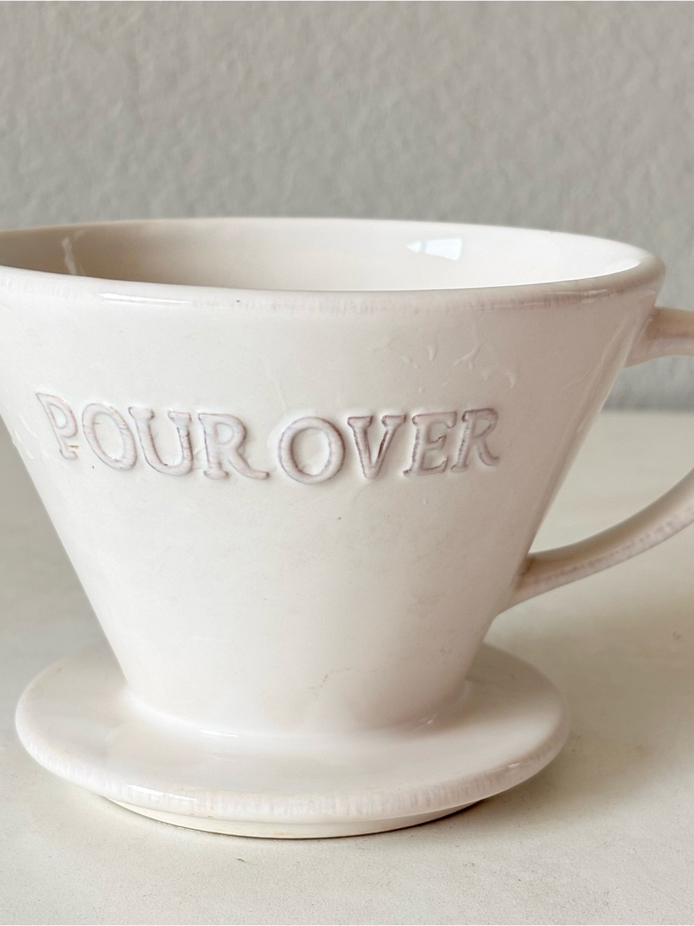 Pottery Barn White Ceramic Coffee Filter Pour Over Brewer Drip Coffeemaker